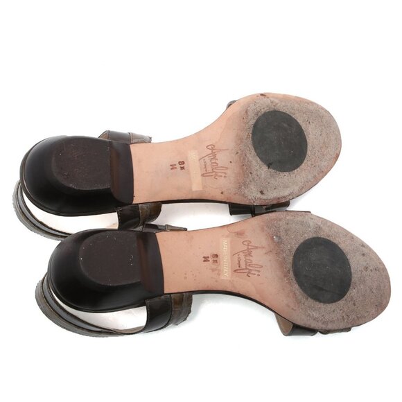 Amalfi by Rangoni Patent Leather Flat Sandals Reptile Print Brown Summer Italy - Picture 6 of 12